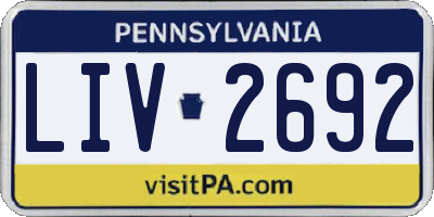 PA license plate LIV2692