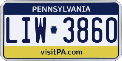 PA license plate LIW3860