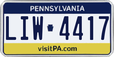 PA license plate LIW4417