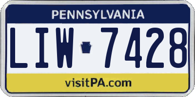 PA license plate LIW7428