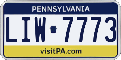 PA license plate LIW7773