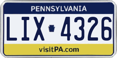 PA license plate LIX4326