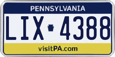 PA license plate LIX4388
