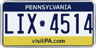 PA license plate LIX4514