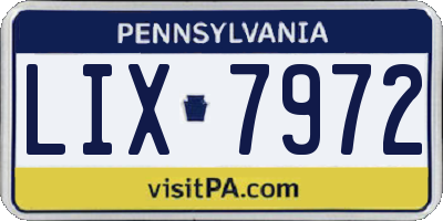 PA license plate LIX7972