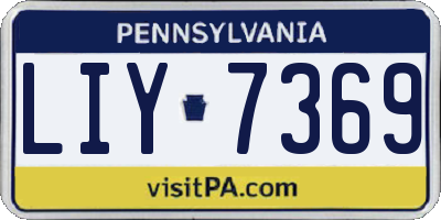 PA license plate LIY7369