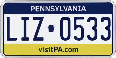 PA license plate LIZ0533