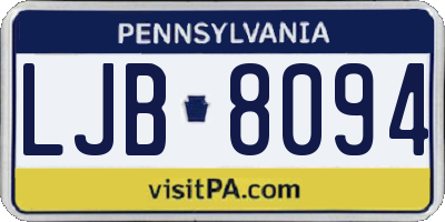 PA license plate LJB8094