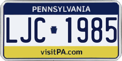PA license plate LJC1985