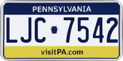 PA license plate LJC7542