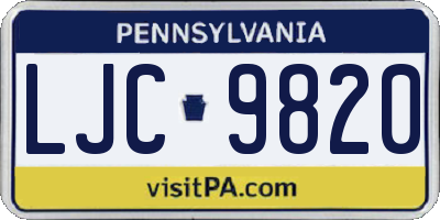 PA license plate LJC9820
