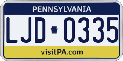 PA license plate LJD0335