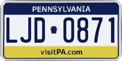 PA license plate LJD0871