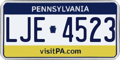 PA license plate LJE4523