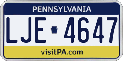 PA license plate LJE4647