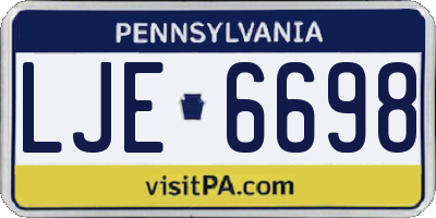 PA license plate LJE6698