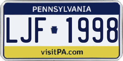 PA license plate LJF1998