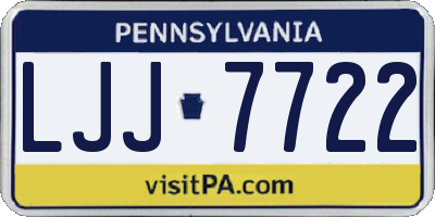PA license plate LJJ7722