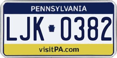 PA license plate LJK0382