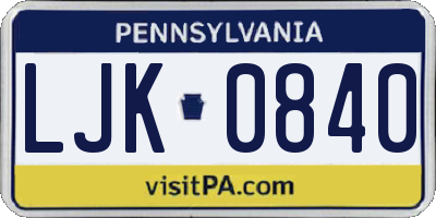 PA license plate LJK0840
