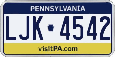 PA license plate LJK4542