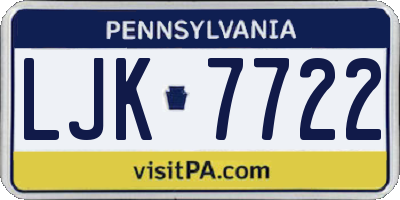 PA license plate LJK7722