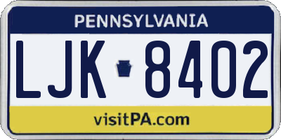 PA license plate LJK8402