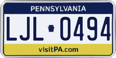 PA license plate LJL0494