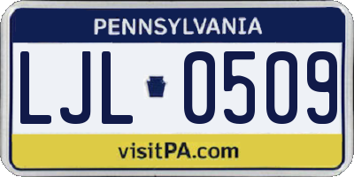 PA license plate LJL0509