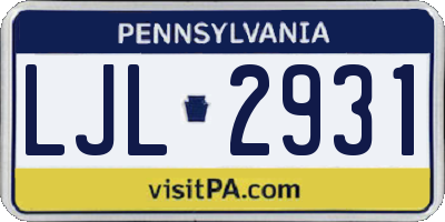 PA license plate LJL2931