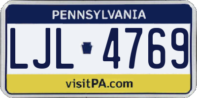 PA license plate LJL4769