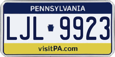 PA license plate LJL9923