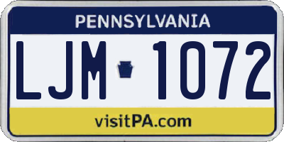 PA license plate LJM1072