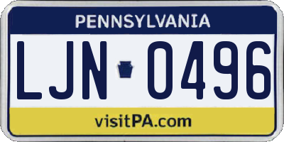 PA license plate LJN0496