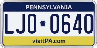 PA license plate LJO0640