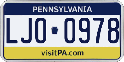 PA license plate LJO0978