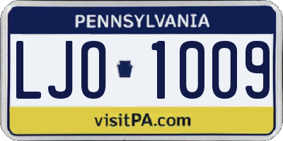 PA license plate LJO1009
