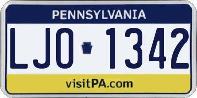 PA license plate LJO1342