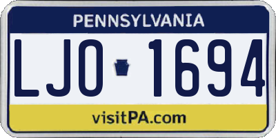 PA license plate LJO1694
