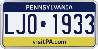 PA license plate LJO1933