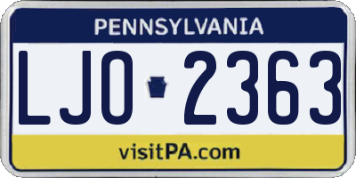 PA license plate LJO2363