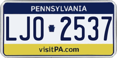 PA license plate LJO2537