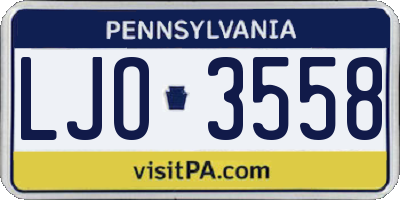 PA license plate LJO3558