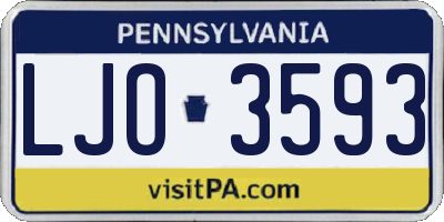 PA license plate LJO3593