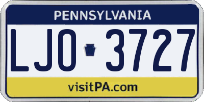 PA license plate LJO3727
