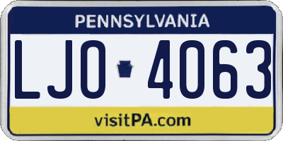 PA license plate LJO4063