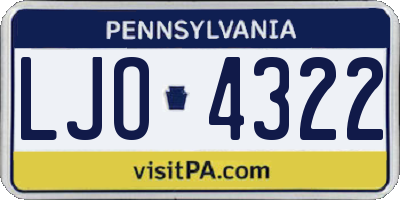 PA license plate LJO4322