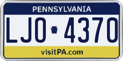 PA license plate LJO4370