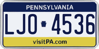 PA license plate LJO4536