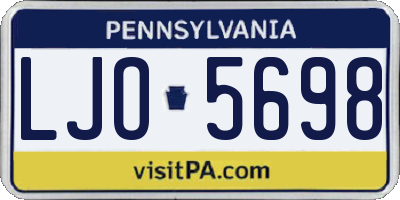 PA license plate LJO5698